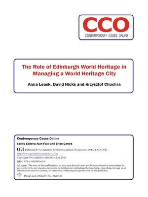 cover image of The Role of Edinburgh World Heritage in Managing a World Heritage City